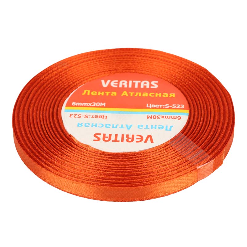 Лента атласная Veritas шир 6мм цв S-523 оранжевый (уп 30м)5