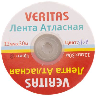 Лента атласная Veritas шир 12мм цв S-108 хаки светлый (уп 30м) (1)